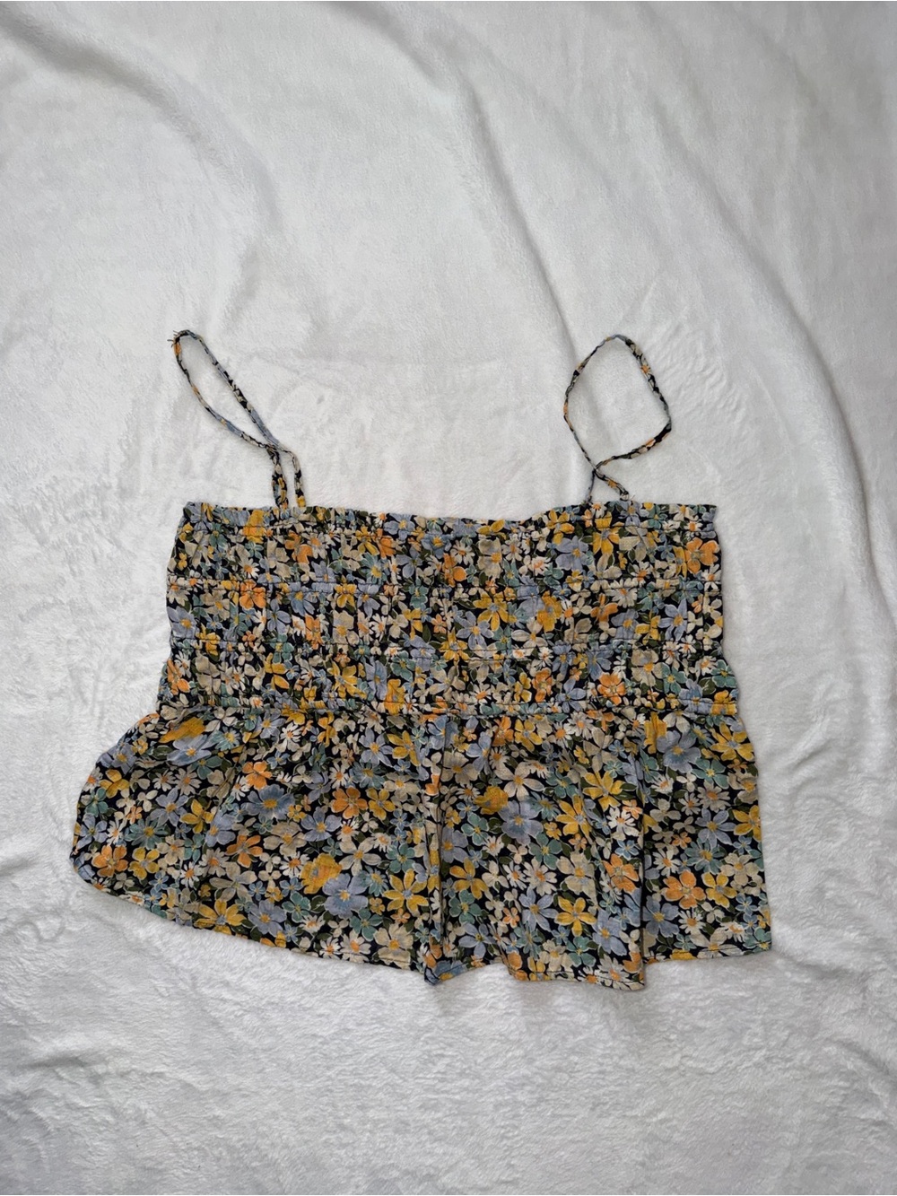 American eagle Floral Smocked Cami Top in Yellow & Blue